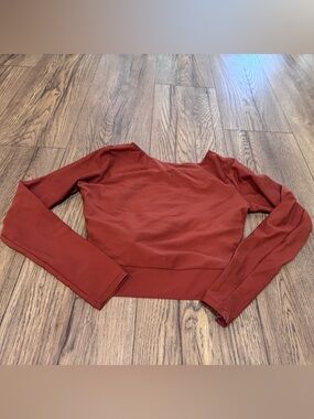 Women’s Long-Sleeve Scoop Neck Swim Top - Rust